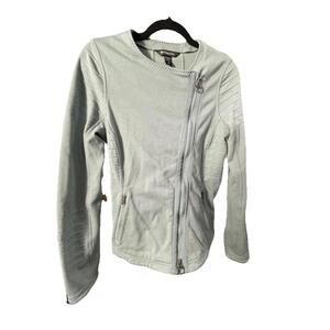 Athleta Light Greenish Blue Moto Jacket Full Zip Zipper Textured Details Size S